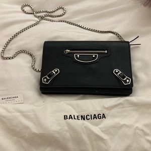 Balenciaga Metallic Edge Crossbody Wallet on Chain